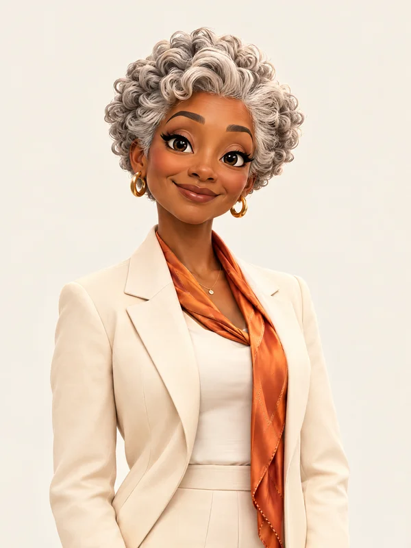 Your Concierge, wearing cream and orange